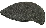 Classic Pinstripe Linen Ivy Scally Cap Fitted Flat Fogey Golf Hat Grey UBI