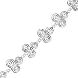 Sterling Silver Triple Swirl Linked 16+2in Wire Necklace