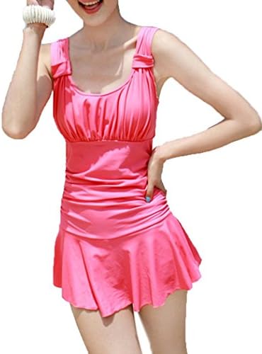 Women Girls Halter Shaping Body One-Piece Swimsuit Lovely Swimwear Pink US4-6