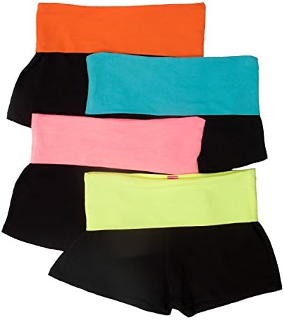 Zenana 4 Pack Womens Fold Over Athletic Yoga Shorts