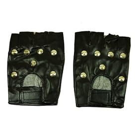 NEW GOTH PUNK BLACK STUDDED BIKER GLOVES FANCY DRESS