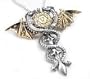 Silver-Toned Pewter Gothic Sacred Dragon Star of Solomon Charm Pendant Necklace