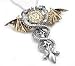 Silver-Toned Pewter Gothic Sacred Dragon Star of Solomon Charm Pendant Necklace