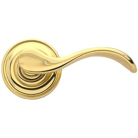 Baldwin 5455.030.PRIV Wave Lever Privacy Set, Polished Brass
