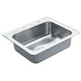 Moen 22889 Excalibur 4 Hole Stainless Steel 22 Gauge Single Bowl Drop In Sink, Stainless