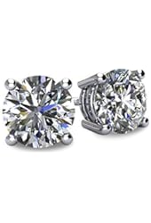 Stud Earrings Solid 14 karat Gold post Swarovski Pure Brilliance CZ 1.5ct to 4ct