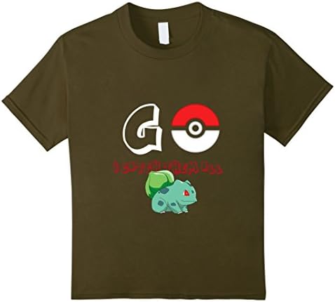 Kids Pokeball I Catch Em Ball T-Shirt Poke Go 8 Olive
