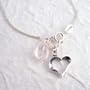 Sterling Silver Heart Charm & Rose Quartz "Crush" Necklace, 16"