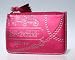Coach Metallic Leather Medium Skinny Business Coin Case Bag with Key Chain 43298 Raspberry