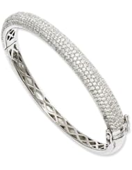 Sterling Silver & Cz 6.25mm Hinged Bangle Bracelet by Brilliant Embers, Best Quality Free Gift Box Satisfaction Guaranteed