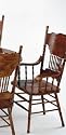 Dining Arm Chair with Double Press Back Antique Oak Finish