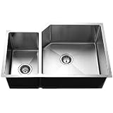 Houzer HDL-3015 Homestead 32-1/2-by-20-3/4-Inch 80/20 Double Bowl Undermount Stainless Steel Sink with Left Side Prep Sink