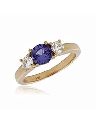 14K Yellow Gold Tanzanite and Diamond Ring -- LIFETIME WARRANTY