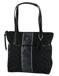 Coach F25706 Signature Print Womens Tote Handbag Black
