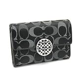 Coach Alexandra Signature Compact Clutch Wallet Purse - Black Multi
