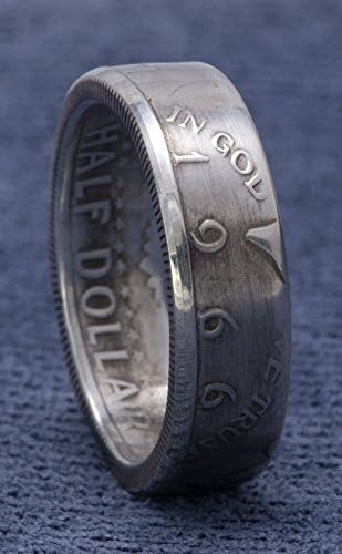 1966 Silver Half Dollar Coin Ring Handmade JFK Kennedy US Coinring Sizes 7-17 50 Year Wedding Anniversary Best 50th Birthday Gift Unique Band
