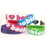 Keep-A-Breast 1 Inch I Love Boobies Bracelets 6-Pack (1 Of Each Color)