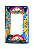 Switch Plate #3 Mexican Talavera Ceramic (green base) - MCG