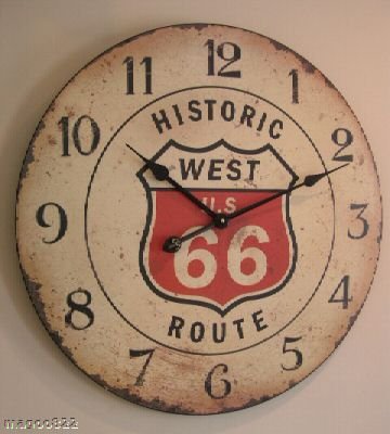 Large 23″ Route 66 Wall Clock ~ Vintage Looking
