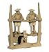 Two mudmen on water wheel - ceramic 3.5"H