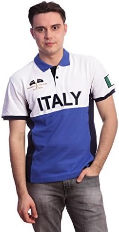 Men Slim Fit Polo Country Shirt- Italy (Medium, Blue)