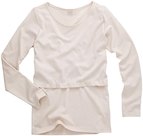 Nursingwear for breastfeeding in Organic Cotton,long Sleeves Top (XL, white)