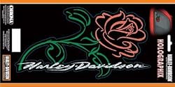 Harley-Davidson Script with Rose 6"x12" Decal Holographic