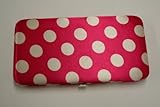 PINK POLKA DOTS POLYESTER FLAT WALLET CLUTCH BY DESIGNSK