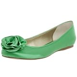 Nine West Women's Lovable Flat,Green Satin,7.5 M