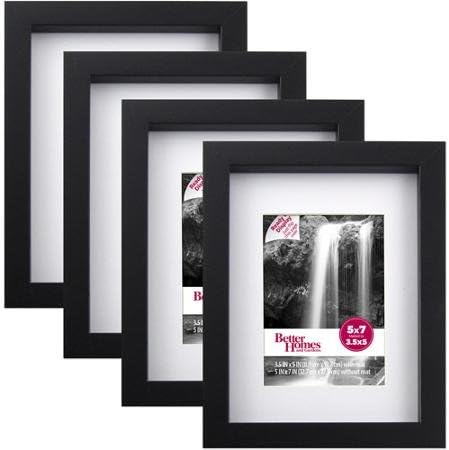 Special Better Homes and Gardens Gallery 5" x 7" Black Picture Frame Set of 4