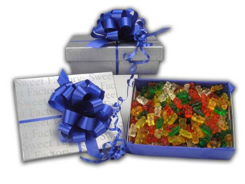 Sweet Factory Store : Fruity Imported Gummy Bears Silver Gift Box 1 ½ Lb by Manufacturer exclusive for Sweet Factory
