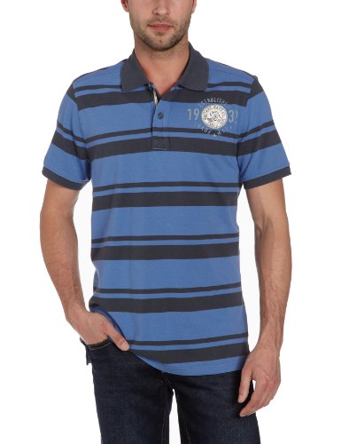 MUSTANG Jeans Herren Poloshirt Regular Fit, gestreift 6886-1325, Gr. 50 (L), Blau (shadow  Preisvergleich