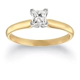  : 10k Yellow Gold Princess Cut Solitaire Diamond Engagement Ring (1/3 ct, J-K Color, I2-I3 Clarity), Size 6
