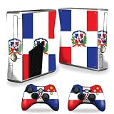 Protective Vinyl Skin Decal Cover for Microsoft Xbox 360 S Slim + 2 Controller Skins Skins Dominican flag