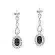 14K White Gold Onyx and Diamond Earrings