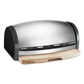 Polder 716204 Deluxe Bread Bin with Cutting Board, Stainless Steel