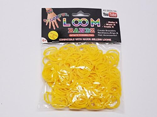 Colorful Loom Bandz Latex-Free Rubber Bands - 300 Bands &amp; 12 S Clips (YELLOW)