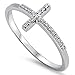 Hot Trend Sideways Cross Cubic Zirconia .925 Sterling Silver Ring Sizes 4-12