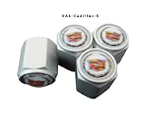 AGT Aluminum Silver Valve Caps Tire Cap Stem for Cadillac Wheels (Pack of 4)