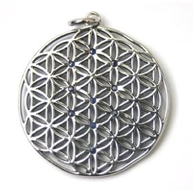 Spiritual Jewelry- Flower of Life- Tree of Life, Pendant with Blue Sapphires,... by