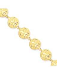 14 Karat Yellow Gold Sand Dollar Bracelet - 8 Inch