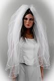 White Two Tiered Fingertip Length Bridal Veil