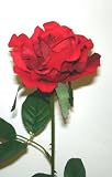 from JustArtificial Artificial Silk Medium Rose Single Stem - 65cm, Red, Medium
