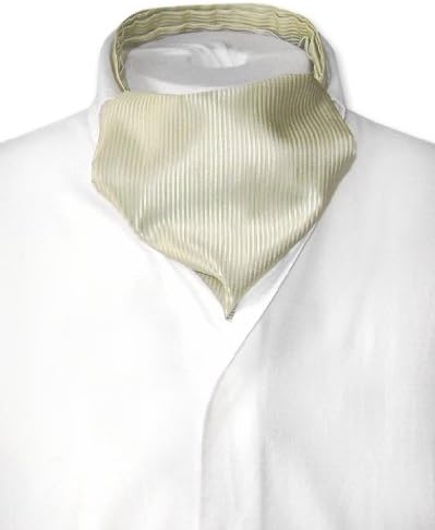 Antonio Ricci ASCOT Solid Light OLIVE Green Ribbed Color Cravat Men's Neck Tie