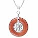 Stunning! Sterling Silver Red Jade Blessing Pendant