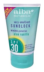 Alba Botanica Sun Mineral Sunscreen, Aloe Vanilla, SPF 30 , 4-Ounces (Pack of 3)