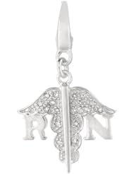 Sterling silver 0.09ct TDW Diamond RN Symbol (Charm)