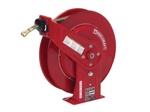 Reelcraft TW7450 OLPT Twin 1/4-Inch by 50-Feet Spring Driven T-Grade Hose Reel for Fuel Gas Welding