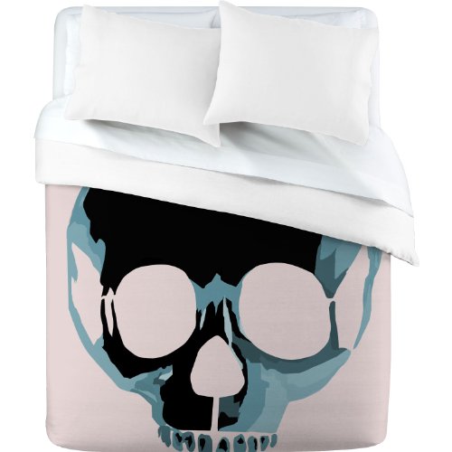 DENY Designs Amy Smith Blue Skull 1 Duvet Cover, Queen