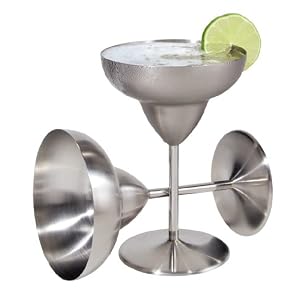 Oggi 12-Ounce Stainless Steel Margarita Goblets, Set of 2